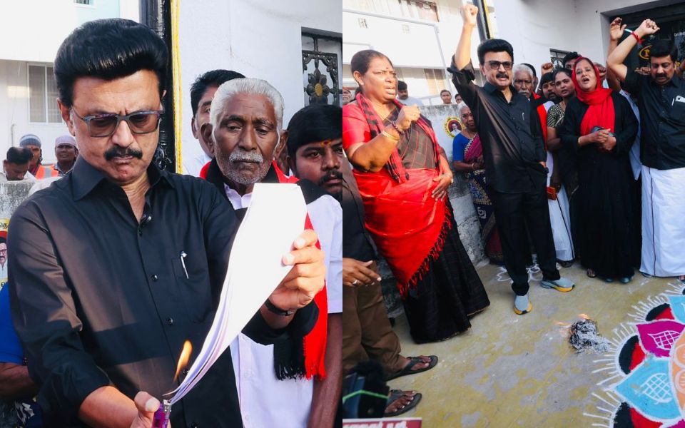 Stalin burns copy of delimitation bill, terms it 'black law'